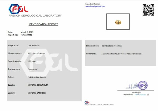 Saphir rosé ovale naturel certifié – Image 2