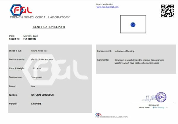 Saphir bleu rond certifié – Image 2