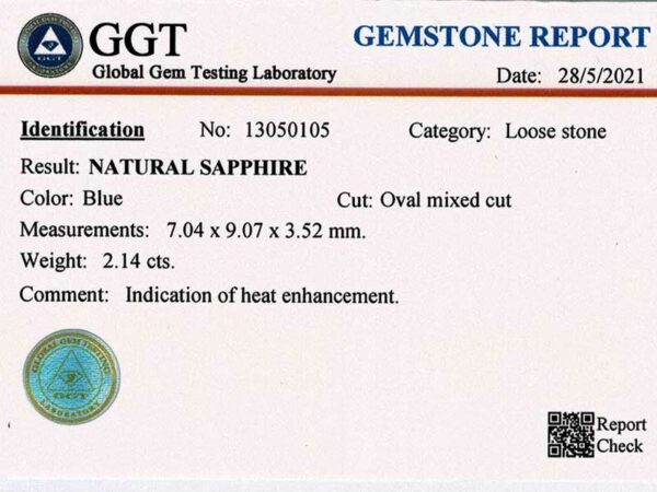 Saphir bleu ovale certifié – Image 2