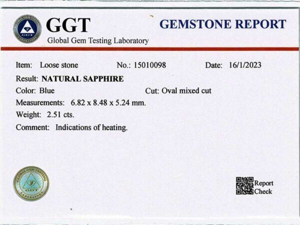Saphir bleu ovale certifié – Image 2