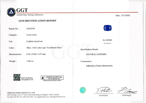 Saphir bleu coussin certifié – Image 2