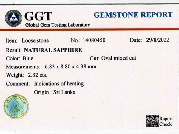 Saphir bleu ovale certifié – Image 2
