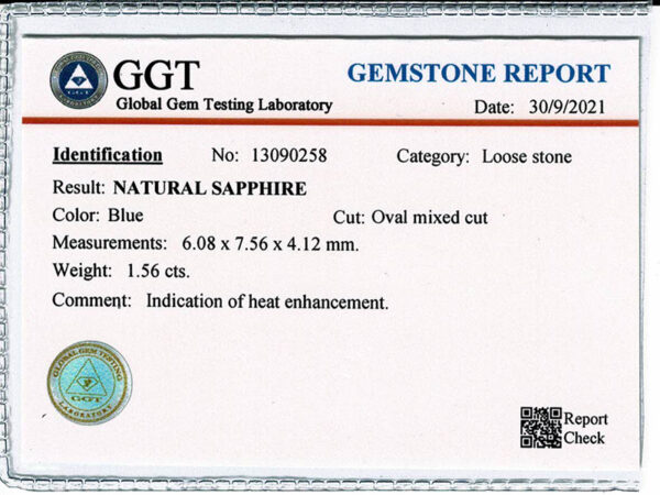 Saphir bleu ovale certifié – Image 2