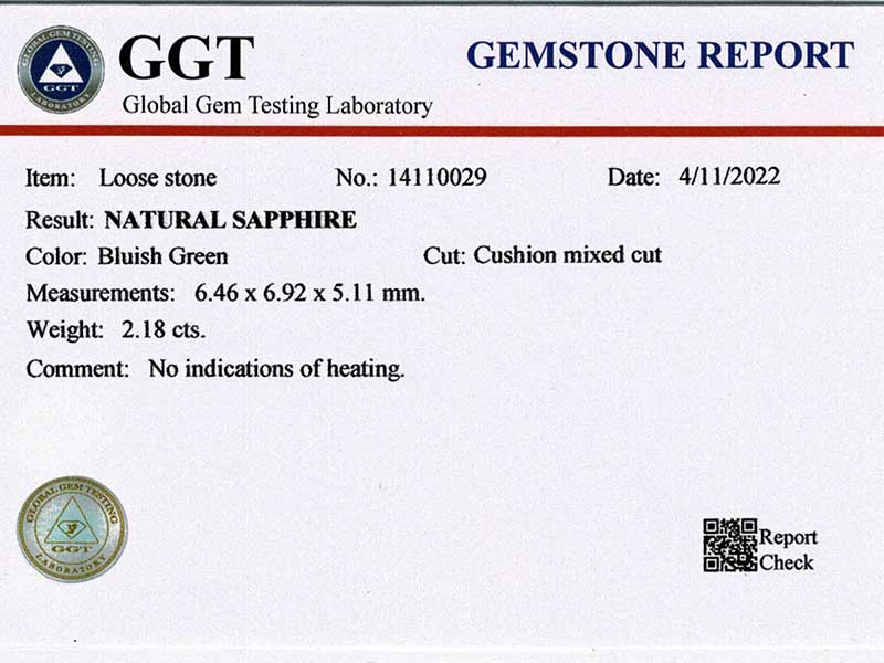 Saphir teal vert/bleu naturel certifié – Image 2