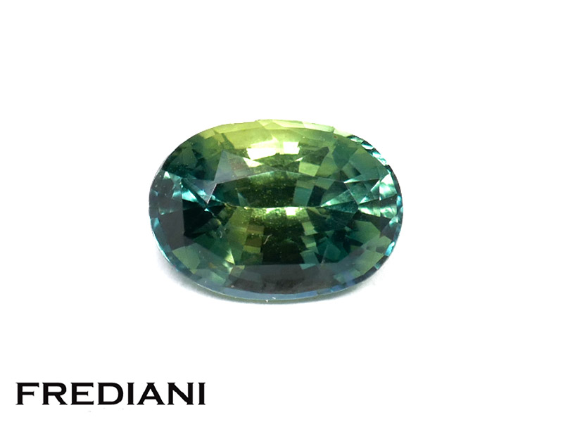 Saphir "teal" bleu/vert ovale certifié 80x57 de 1.59 carat