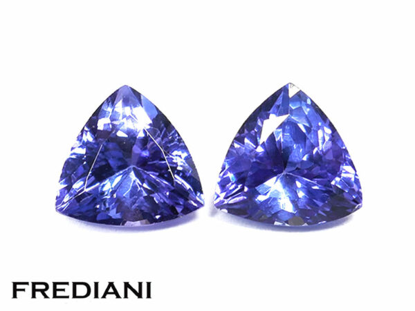 Appairage de tanzanites troïdias 76x76 de 3.53 carats.