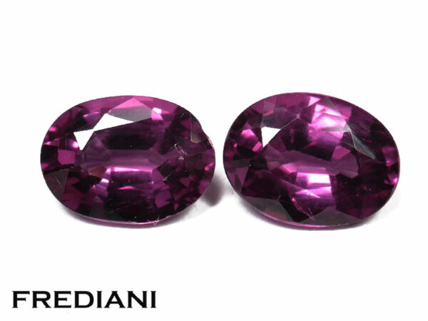 Appairage de grenats rhodolites ovales naturels 81x60 de 3.34 carats