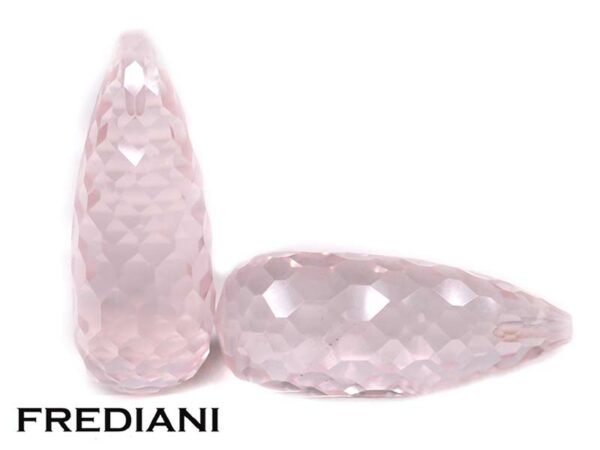 Paire de pampilles en quartz rose 220x90 de 23.59 carats