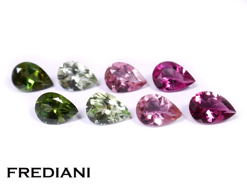 Lot de 8 tourmalines poires