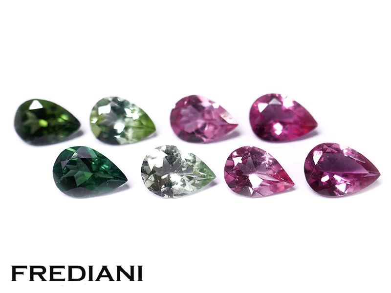 Lot de 8 tourmalines poires