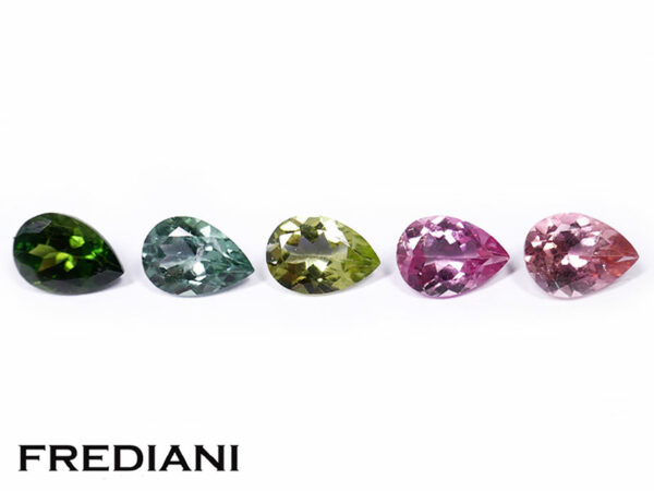 Lot de 5 tourmalines poires multicolores 70x50 de 3.25 carats