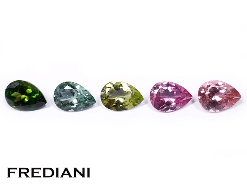 Lot de 5 tourmalines poires