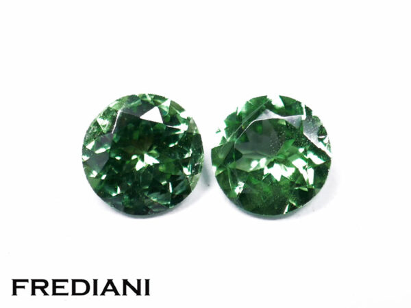 Appairage de grenats tsavorites ronds 4.9 mm de 0.95 carat