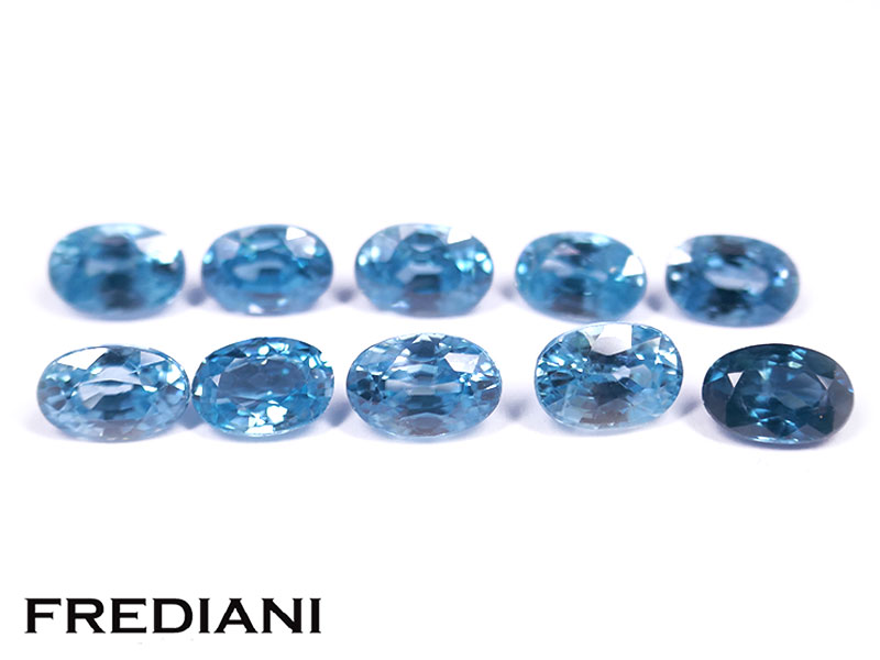 Lot de 10 zircons bleus ovales 60x40 de 8.67 carats