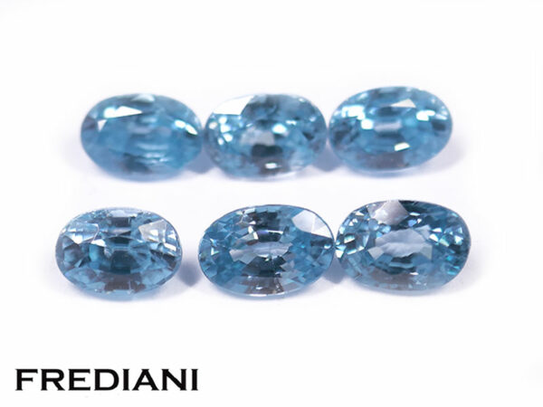 Lot de 6 zircons bleus ovales 60x40 de 5.53 carats