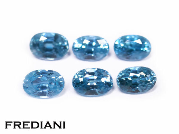 Lot de 6 zircons bleus ovales 60x40 de 5.45 carats