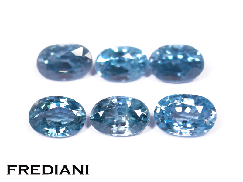 Lot de 6 zircons bleus ovales