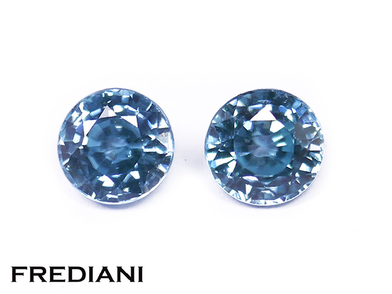 Paire de zircons bleus ronds