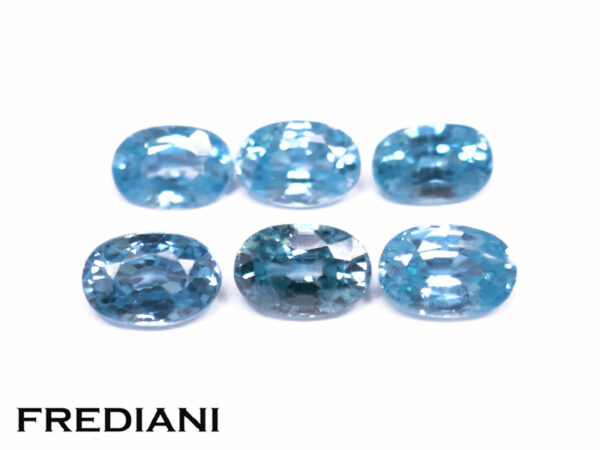 Lot de 6 zircons bleus ovales 60x40 de 5.14 carats
