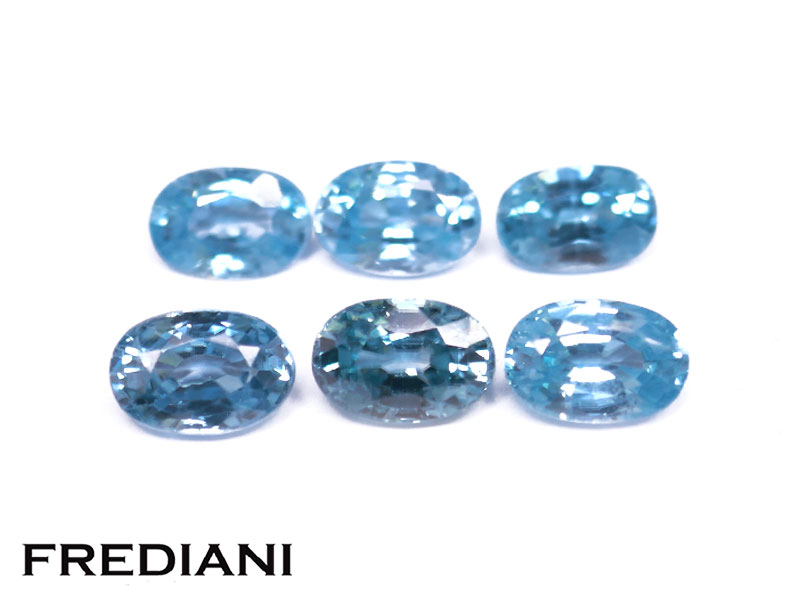 Lot de 6 zircons bleus ovales