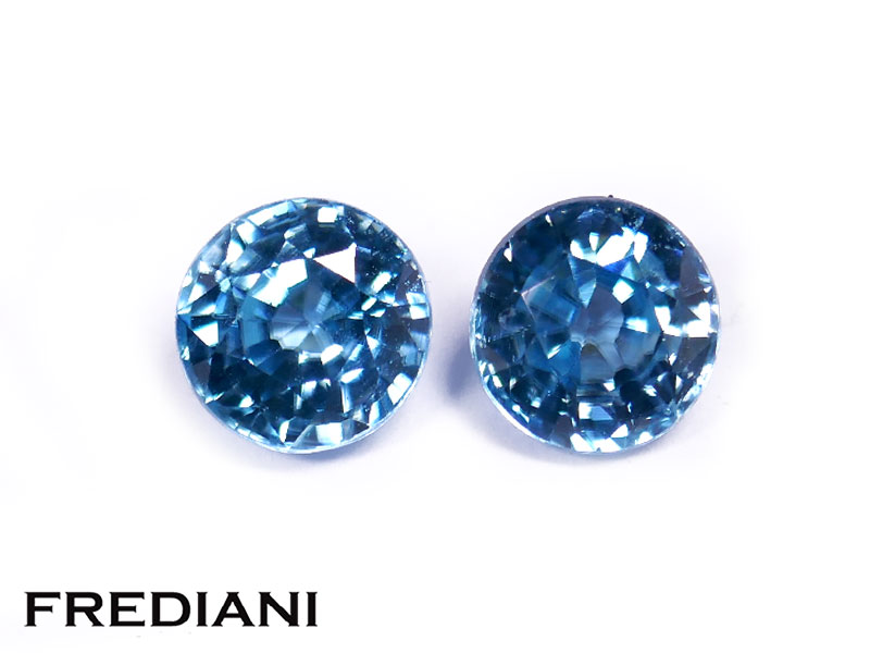 Paire de zircons bleus ronds