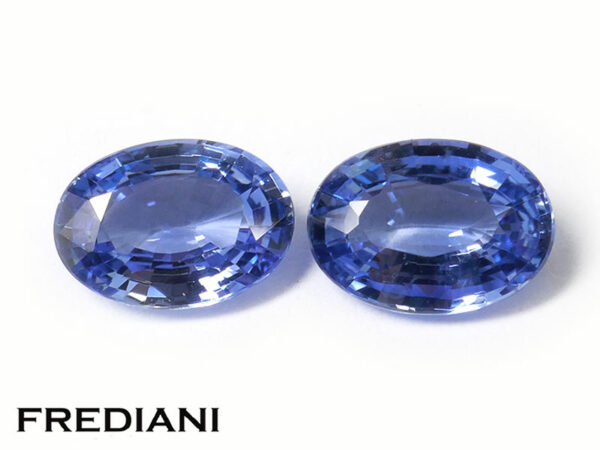 Appairage de saphirs bleus ovales 70x50 de 1.79 carat