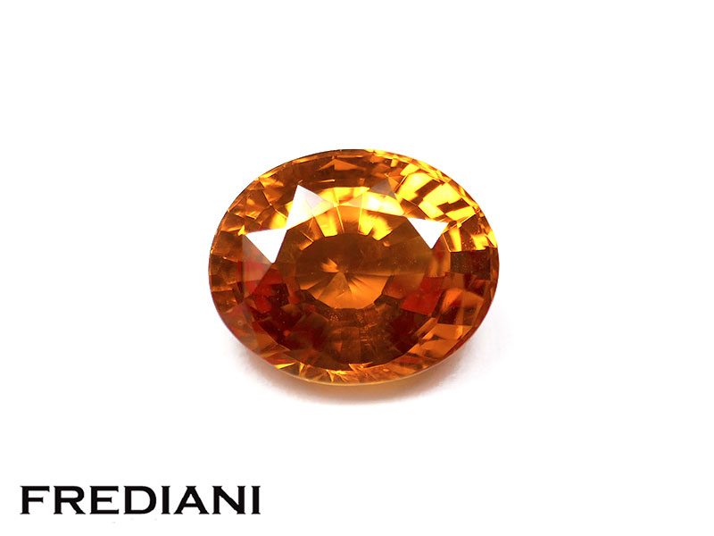 Saphir orange ovale 79x65 de 2.12 carats