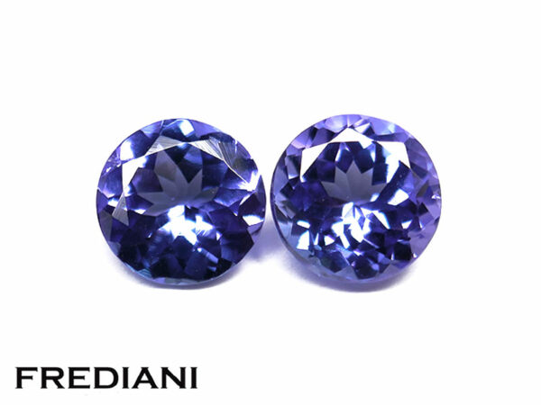 Appairage de tanzanites rondes 5.8 mm de 1.63 carat