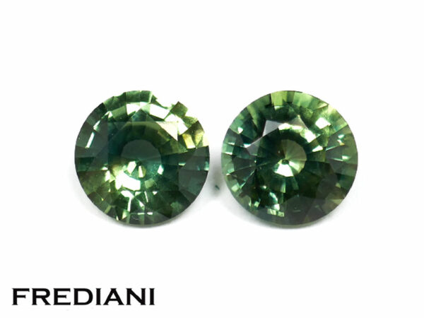 Appairage de saphirs verts ronds 6 mm de 1.99 carat