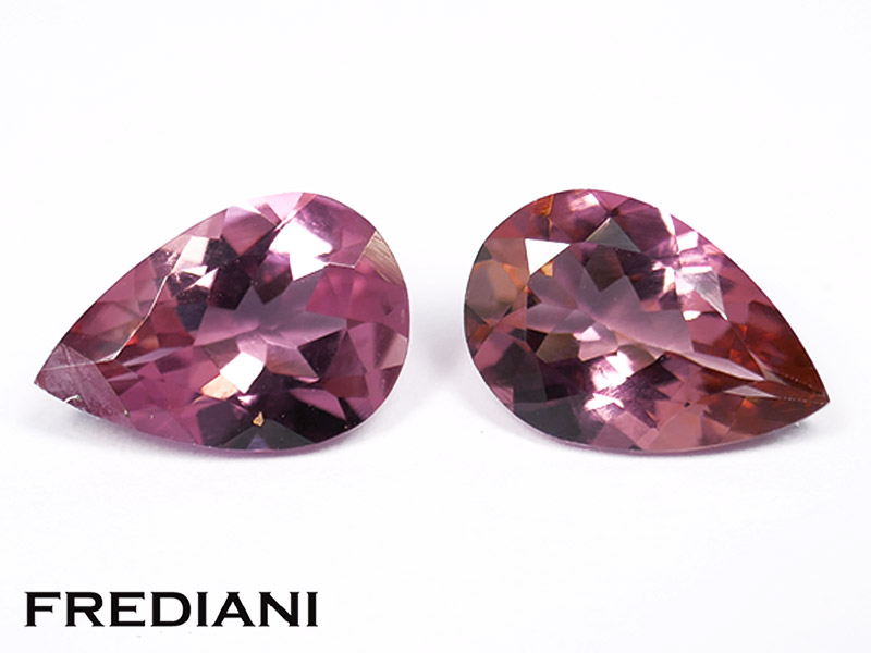 Paire de tourmalines roses poires