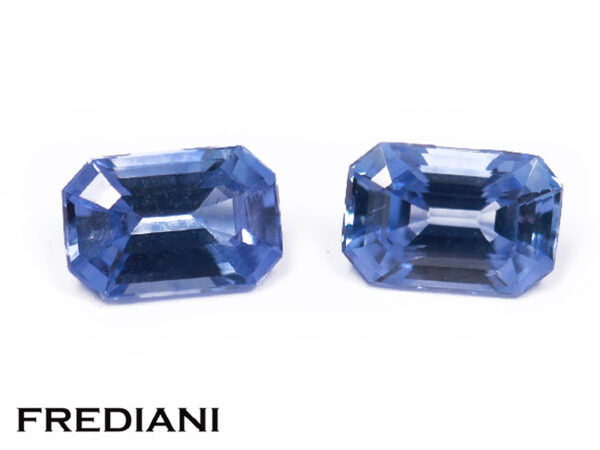 Appairage de saphirs bleus rectangulaires 60x40 de 1.28 carats