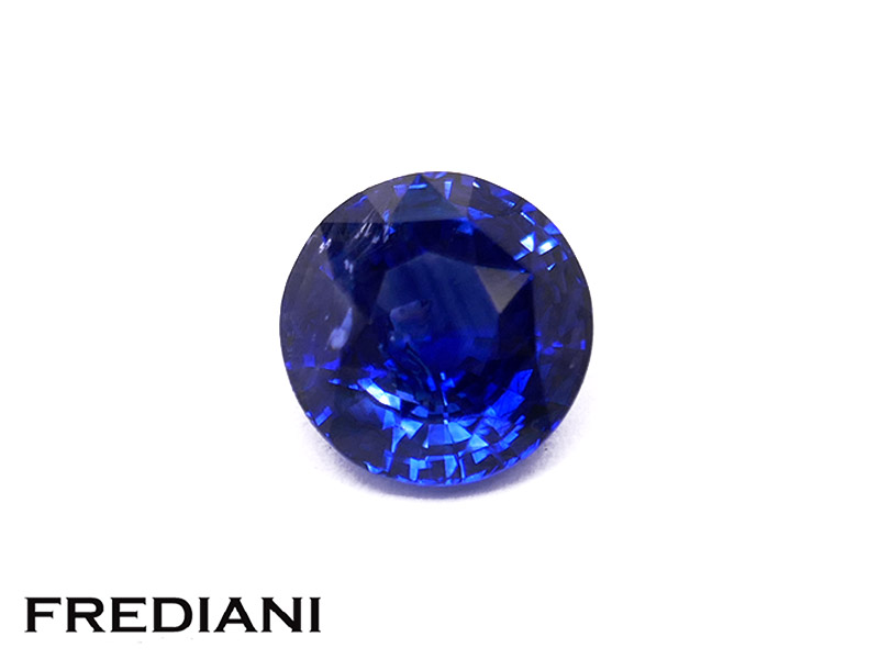Saphir bleu rond certifié