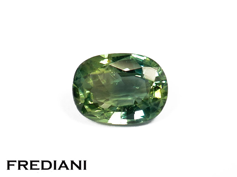Saphir bicolore vert/jaune ovale