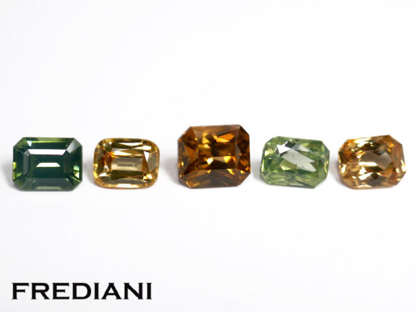Lot de 5 zircons rectangulaires naturels de 7.79 carats