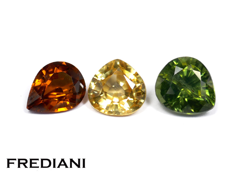 Lot de 3 zircons naturels