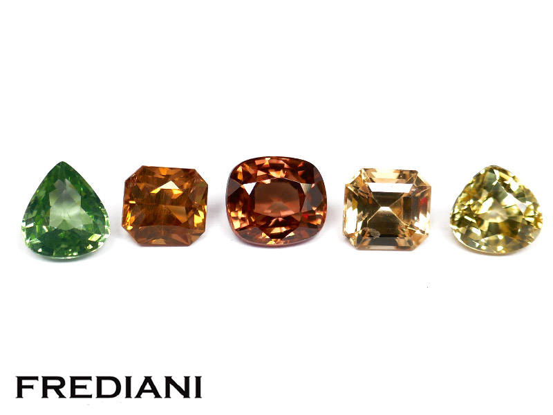 Lot de 5 zircons naturels