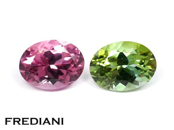 Paire de tourmaline ovale rose et verte 80x60 de 2.83 carats