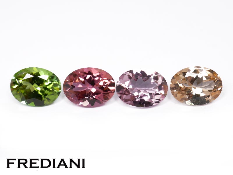 Lot de 4 tourmalines de couleur ovales