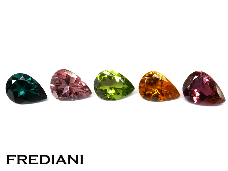 Lot de 5 tourmalines poires