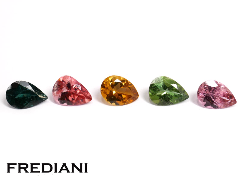 Lot de 5 tourmalines poires