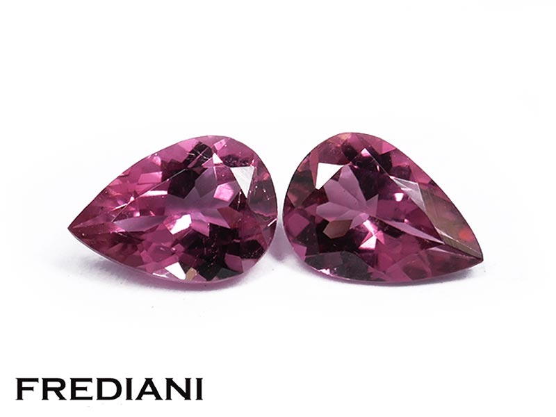Paire de tourmalines roses poires