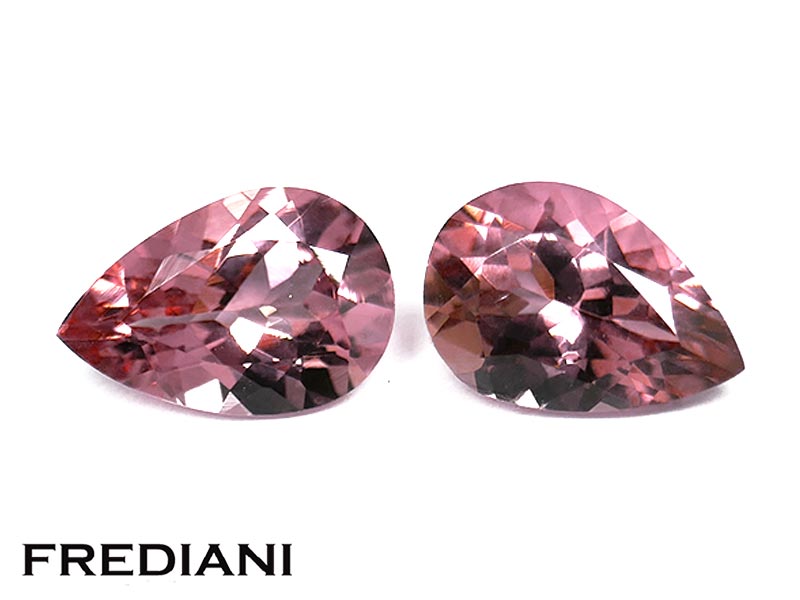 Paire de tourmalines roses poires