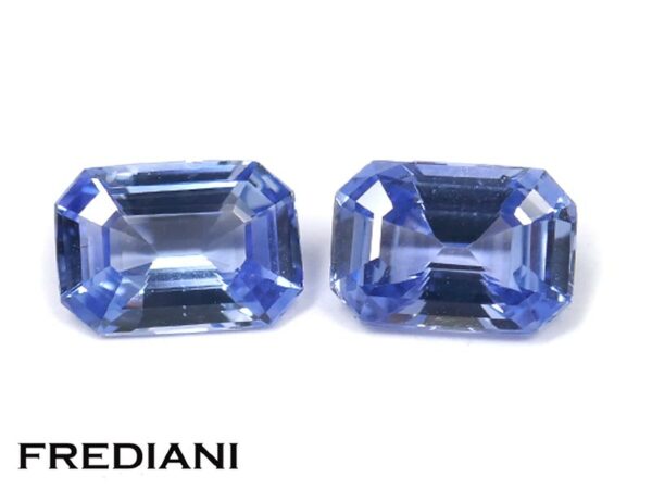 Appairage de saphirs bleus rectangulaires 68x48 de 1.95 carat