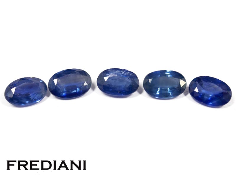 Lot de 5 saphirs bleus ovales