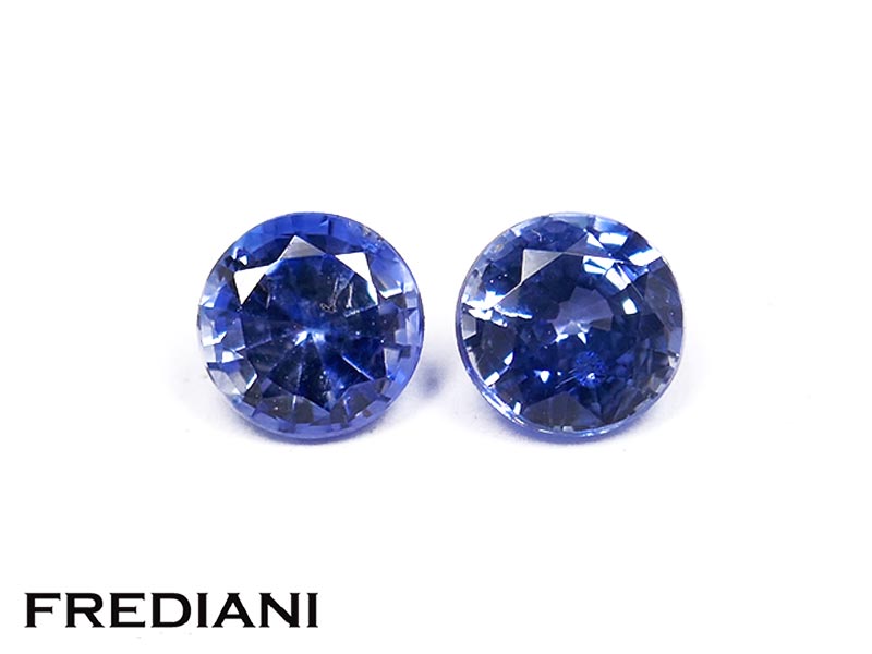 Paire de saphirs bleus ronds