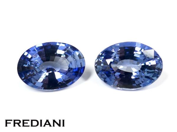 Appairage de saphirs bleus ovales 70x50 de 1.48 carat