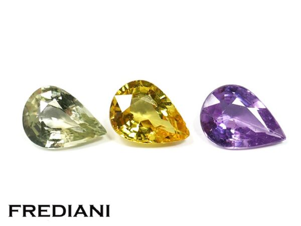 Lot de 3 saphirs naturels poires 70x50 de 2.25 carats