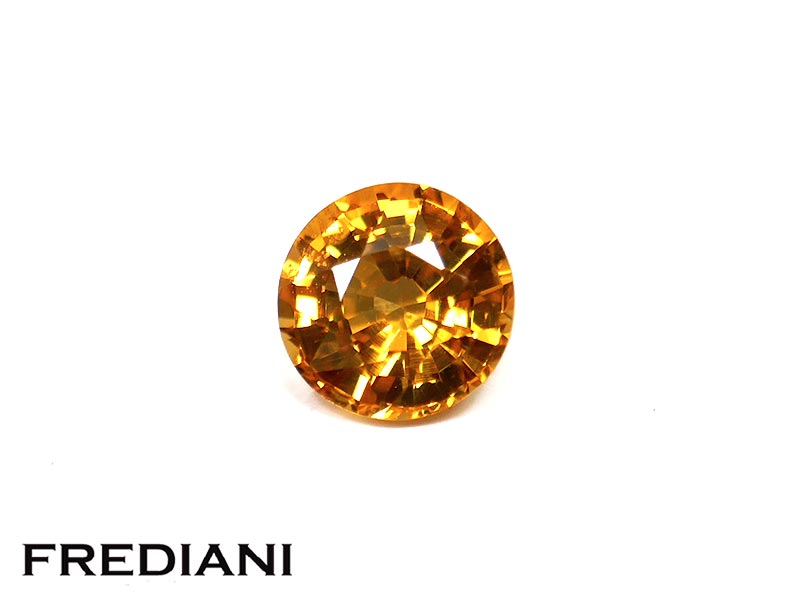 Saphir jaune rond traité