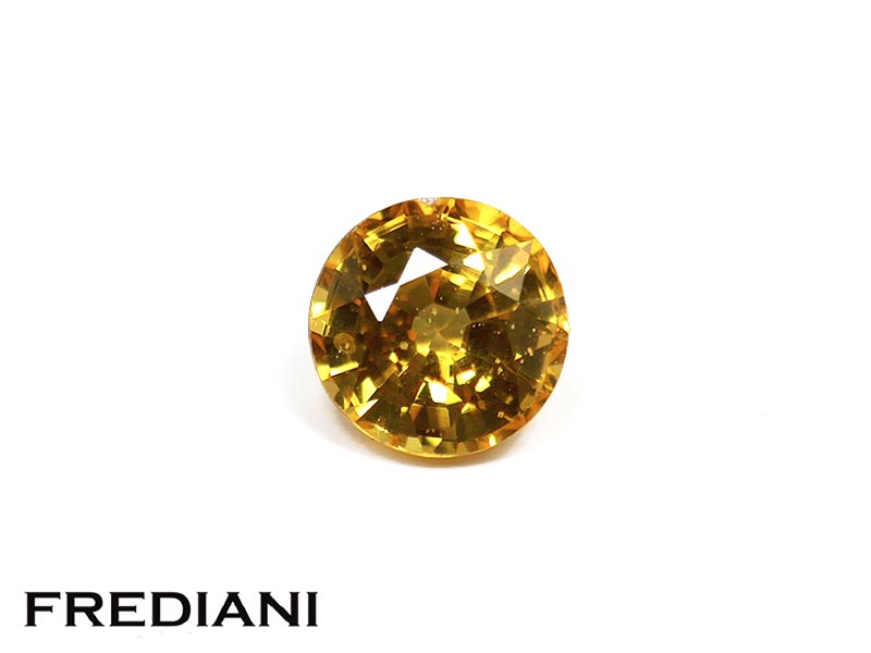 Saphir jaune rond traité
