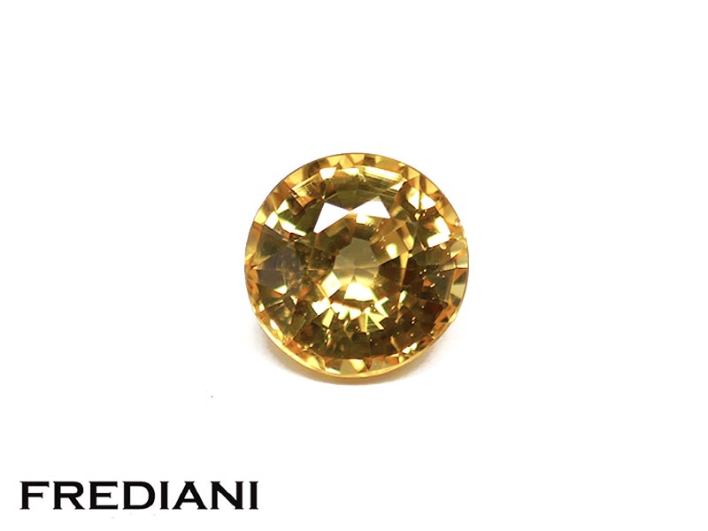Saphir jaune rond traité